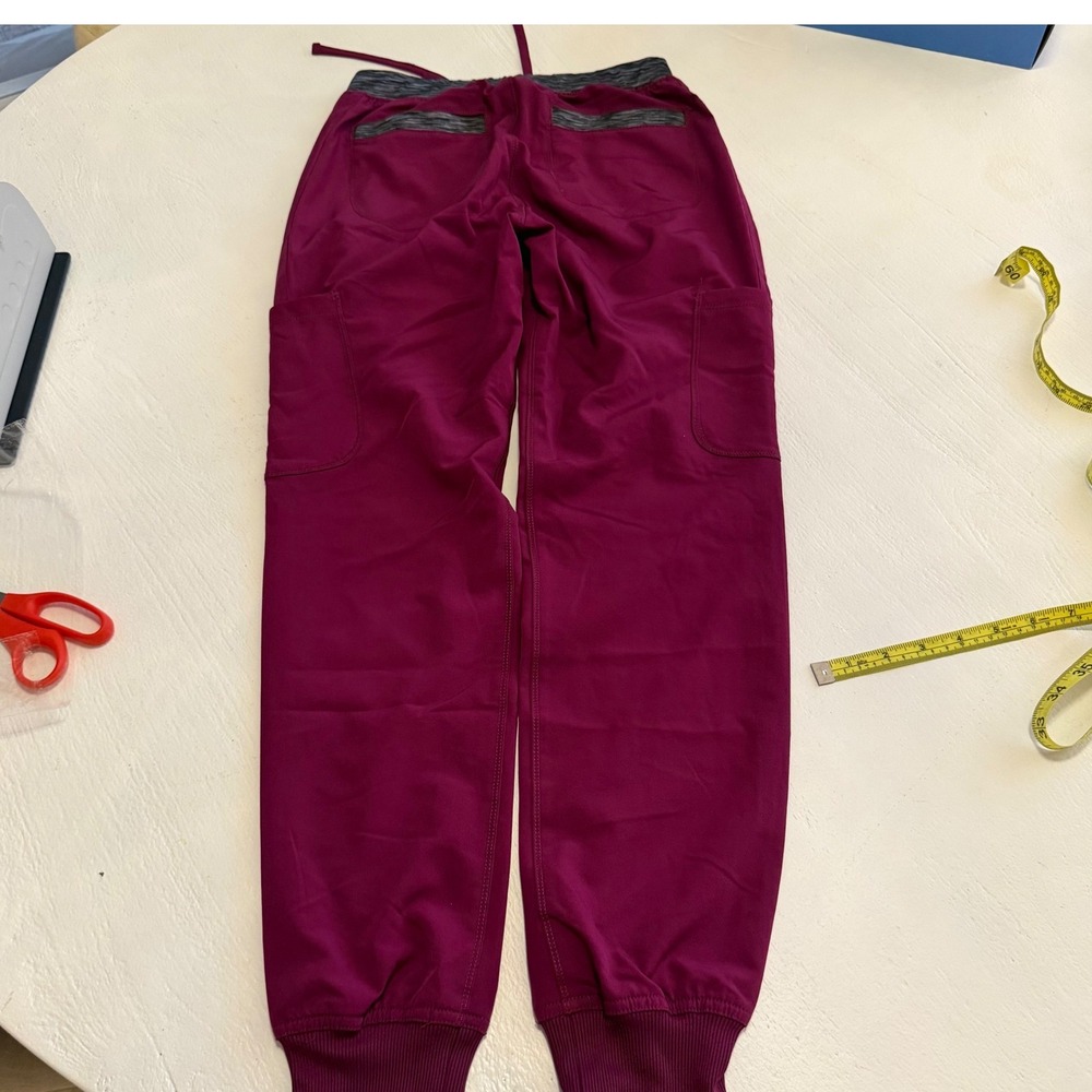 Dickies Medical Dynamix Jogger Scrub Pants Wine Burgundy XXS nurse medical - Picture 7 of 8